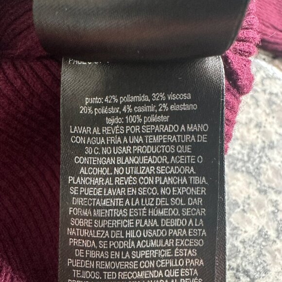 Ted Baker Sweater Womens US 4 Ted 1 Burgundy Ribbed Knit Long Sleeve Pullover - Picture 9 of 9